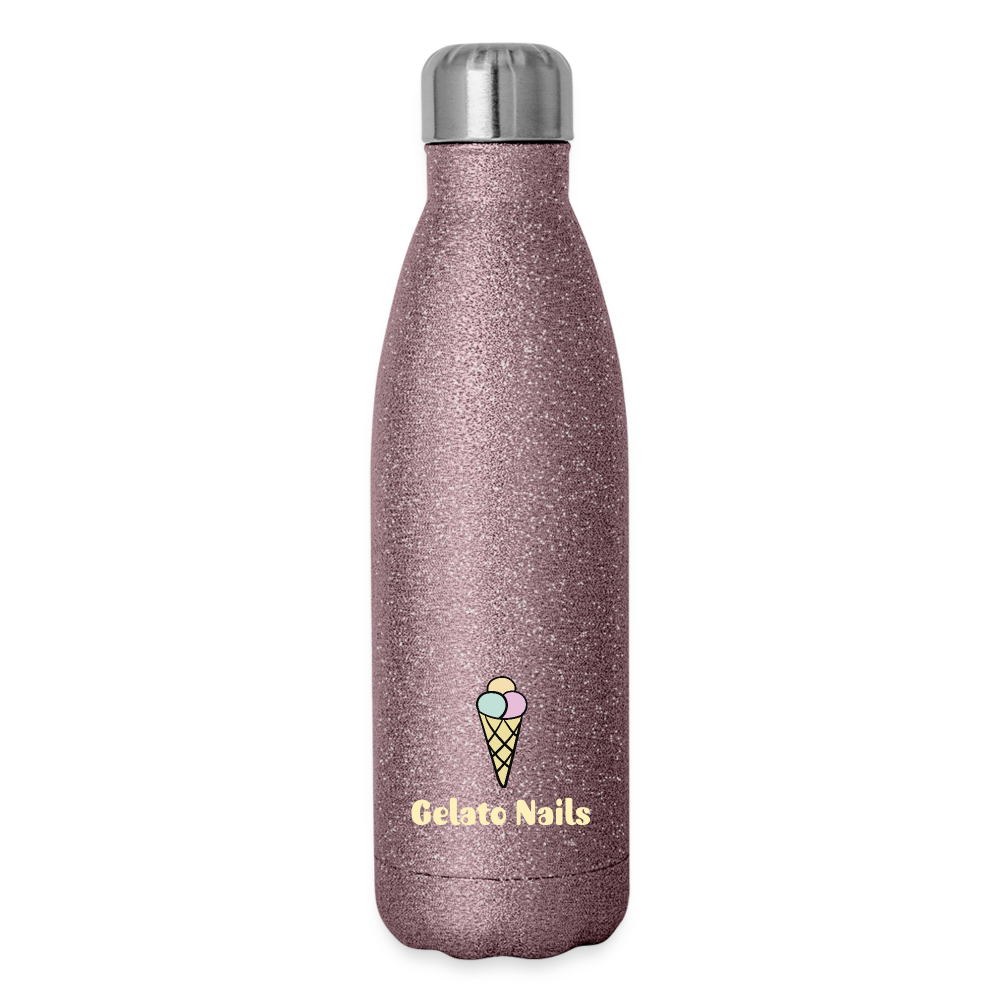 Gelato Nails Insulated Stainless Steel Water Bottle - pink glitter